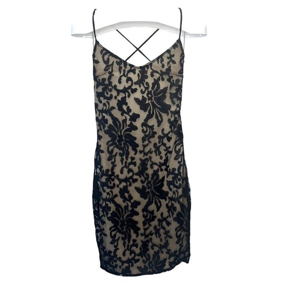 Lovers + Friends Black Lace Dress Gown Size XSmall Lace Up Cocktail Evening - Picture 1 of 7